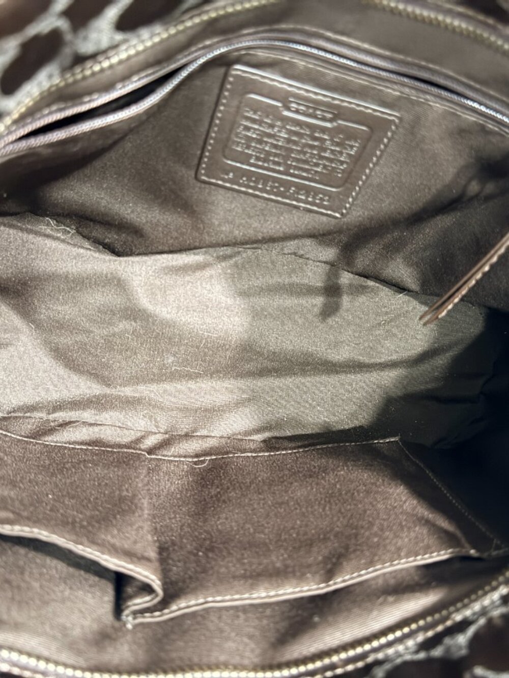 Dark Chocolate Brown Coach Signature Studded Lurex Tote Bag - Picture 8 of 14